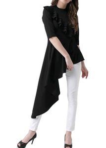 Black Asymmetrical Ruffle Top