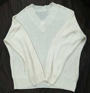 Cream V-Neck Knit Sweater