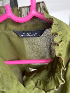 Olive Green Ruffled Blouse