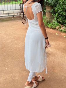 White mirror work Kurta