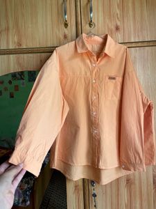 Peach Oversized Button-Up Shirt
