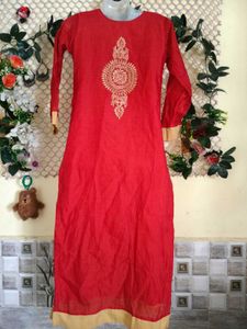 🔥 MEGA SALE OFFER 🔥Red Embroidered Kurta