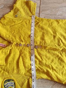 Yellow Button-Up Shirt with Patches