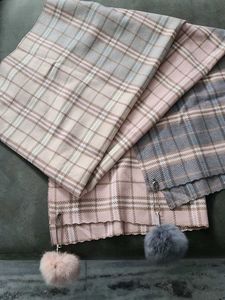 Cute Plaid Stole/ Scarf with Pom-Pom Accents