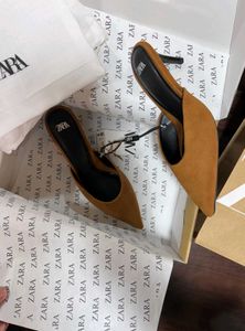 Zara Brown Suede Pointed Toe Heels