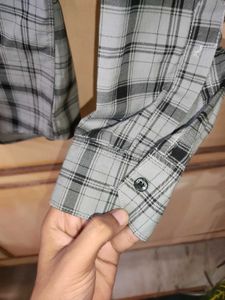DX Shirts Men's Grey Checkered Shirt | Chest 36 in
