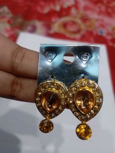 Gold-toned Gemstone Stud Earrings