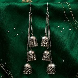 Boho Silver Jhumka Earrings