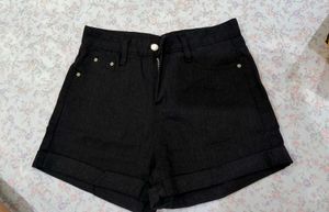 Classic Black Denim Shorts