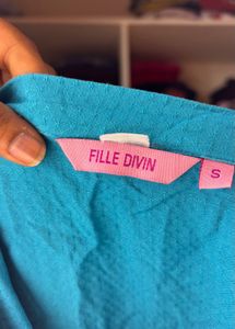 Vibrant Blue Embroidered Off-Shoulder Kurta