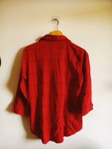 Red Plaid Button-Down Shirt