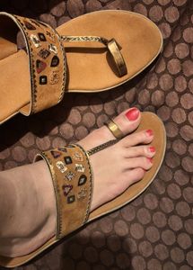 embroidered tan brown platform sandals