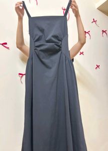 Chic Dark Gray Square Neck Dress