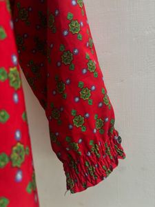 Red Printed Full Sleeve Korean Shirt