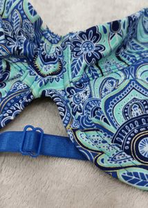 Blue Paisley Print Bikini Top