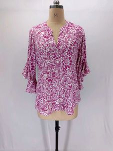 Chic Floral Print Bell Sleeve Top