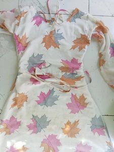 Leaf Print Summer Dress