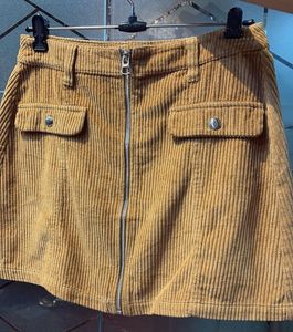 Bershka Corduroy Mini Skirt with Zipper