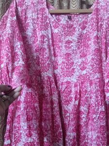 Vibrant Pink Floral Print Kurta