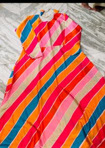 Vibrant Striped Kurta Set with Dupatta