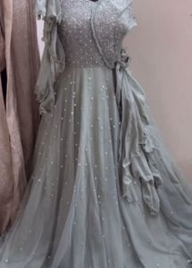 Elegant Gray Embellished Dress