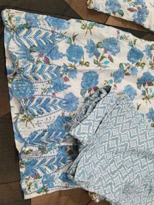 Blue Floral Kurta Set