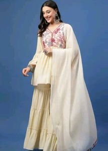 Elegant Cream Kurta Set with Dupatta