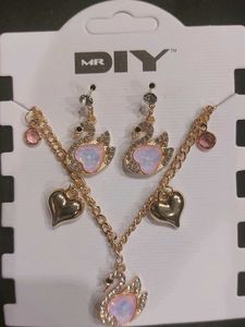 Enchanting Swan Charm Necklace & Earrings Set
