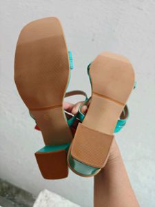 Stylish Teal Block Heel Sandals UK 4