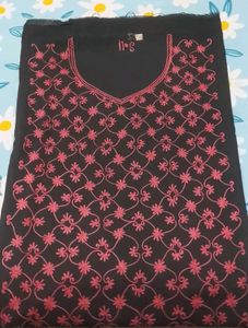 unstitched embroidery black full suit piece