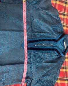 Men's Blue Textured Kurta