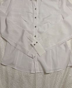 JoinuS (조이너스) Vintage Layered Frill White Shirt
