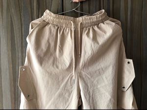 Beige Parachute Cargo Pants