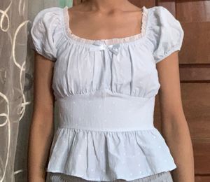 Cute Blue Polka Dot Top
