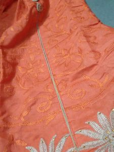 Vibrant Orange Embroidered Kurta