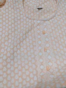 Peach Chikankari Kurta