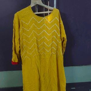 Yellow Embroidered Kurta