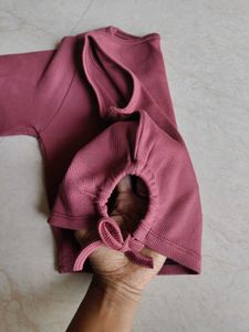 Ribbed Crop Top with Drawstring Detail