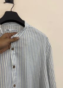 Zara Striped Band Collar Shirt