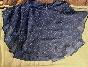 Navy Blue Polka Dot Overlay Top
