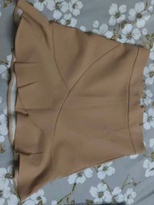 Stylish Tan Skirt with Ruffle Hem
