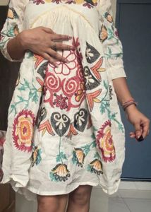Boho Embroidered Mini Dress (L size)
