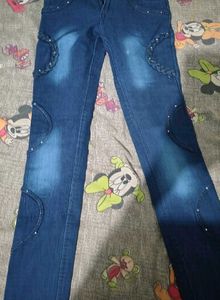Embellished Blue Denim Jeans