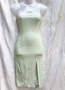H&amp;M GINGHAM MIDI SLIP DRESS FOR WOMEN