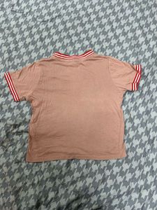 Pink Striped Collar T-Shirt
