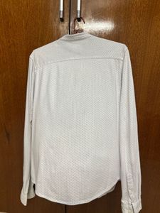 Men's White Polka Dot Button-Up Shirt