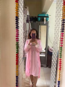 nighty full sleeves shrug with robe and bra