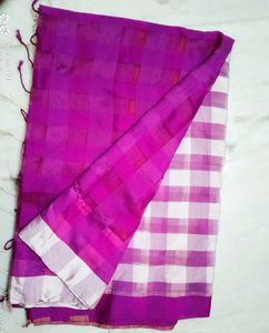 Purple Checkered Saree