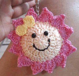handmade crochet flower keychain