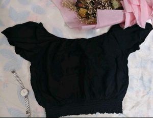 Black off shoulder crop top